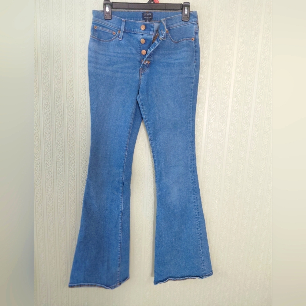 J CREW Womens Full Length Flare Button Fly Denim Jeans 25